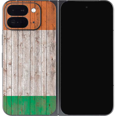 Ireland Flag Dark Wood Google Pixel 9 Pro Fold Skin